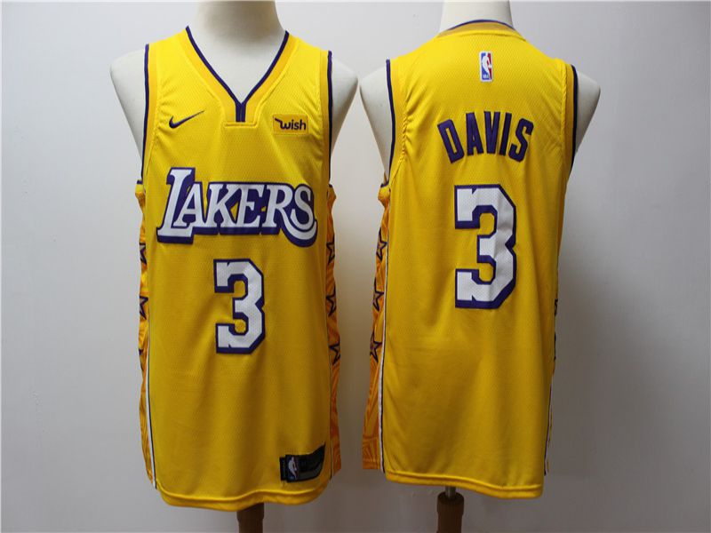 Men Los Angeles Lakers #3 Davis Yellow Game Nike NBA Jerseys